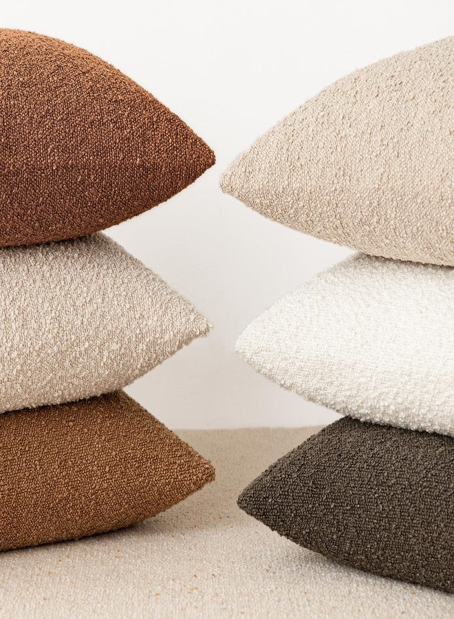 Foindtower Decorative Textured Boucle Throw Pillow Covers Accent Solid Pillow Cases Neutral Soft Cozy Couch Cushion Case for Chair Sofa Bedroom Living Room Home Decor 18x18 Inch,1PC,Burnt Orange Hazel - Image 5